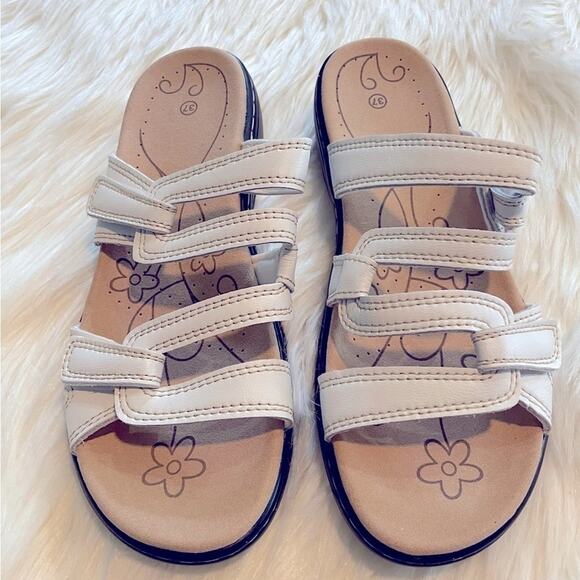 Sandals for Women Orthotic Slides Adjustable Hook and Loop Flat Slide - Picture 2 of 6